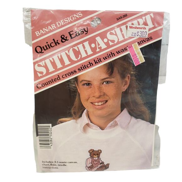 Stitch a Shirt Counted Cross Stitch Kit Vintage Banar Designs Woolworth - Picture 6 of 6